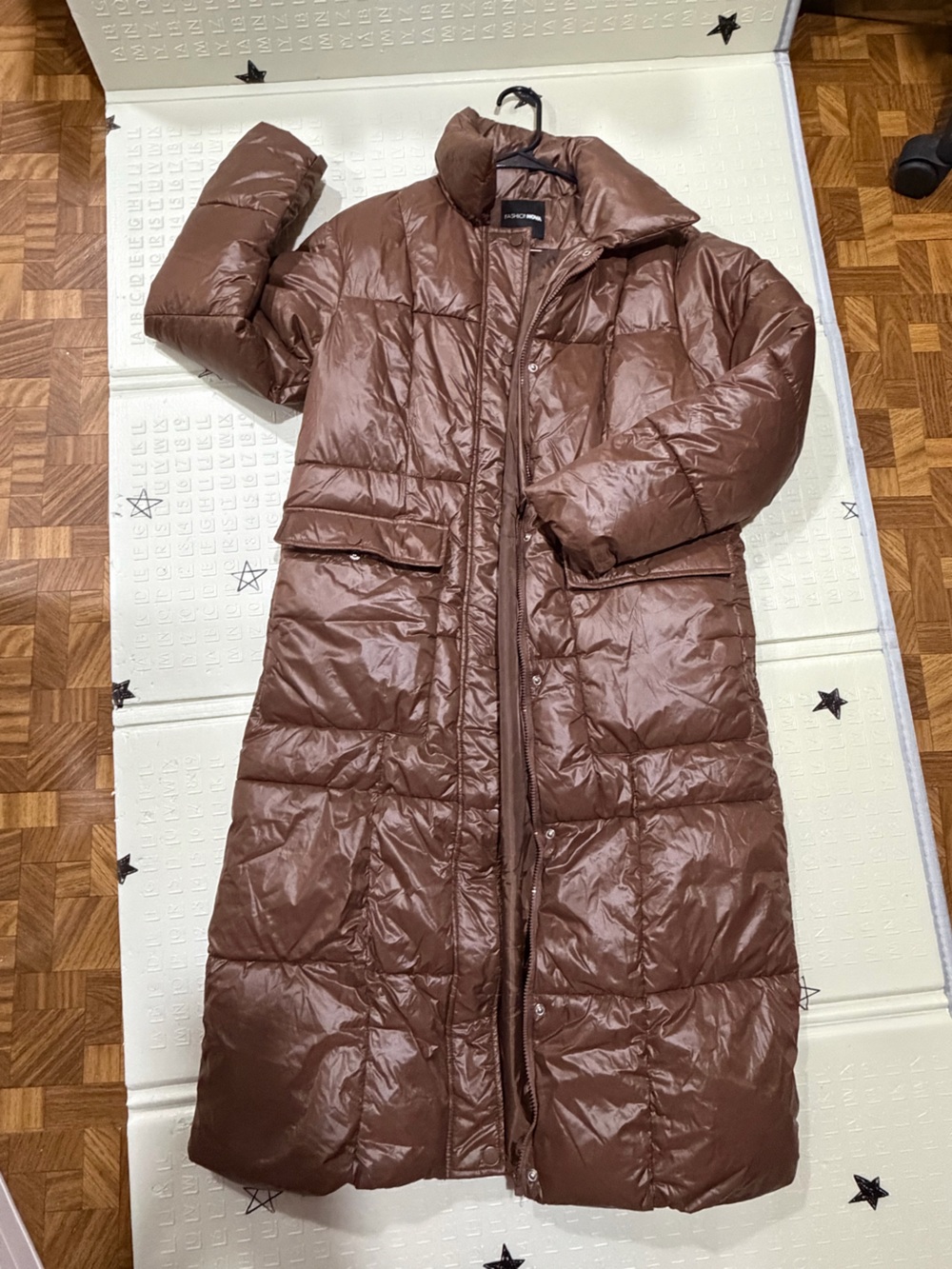 Fashion Nova Chocolate Brown Long Quilted Puffer Coat
